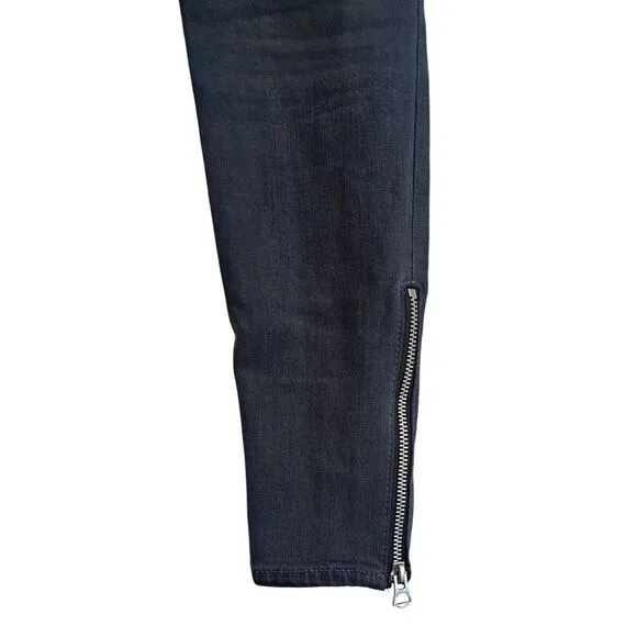 Rag‎ &amp; Bone Cate Mid Rise Ankle Skinny Jean Minna 25 Faded Black Gray Zip Ankle