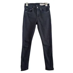 Rag‎ &amp; Bone Cate Mid Rise Ankle Skinny Jean Minna 25 Faded Black Gray Zip Ankle