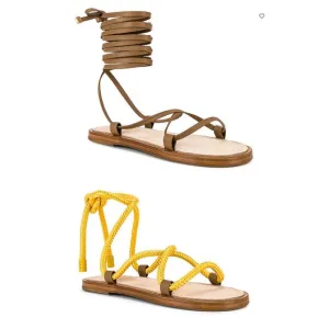 Rag &amp; Bone Gladiator Sandal SIZE 6.5 Tan Festival Gold Ankle Wrap Laces $375 NEW