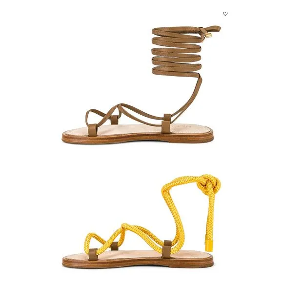 Rag &amp; Bone Gladiator Sandal SIZE 6.5 Tan Festival Gold Ankle Wrap Laces $375 NEW