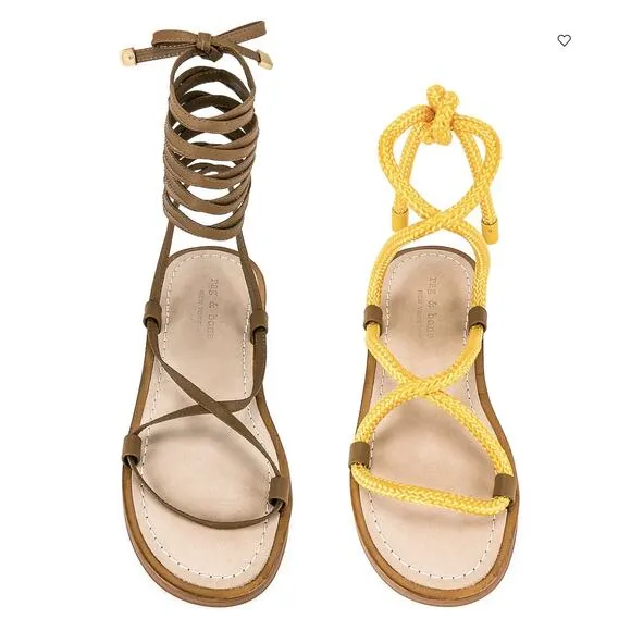 Rag &amp; Bone Gladiator Sandal SIZE 6.5 Tan Festival Gold Ankle Wrap Laces $375 NEW
