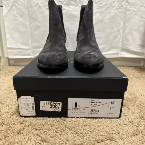 Rag &amp; Bone Gray Suede Chelsea Boots NIB 39 EU / 9 US
