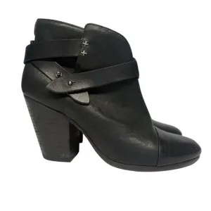 Rag &amp; Bone Harrow Heeled Ankle Black Leather Boots Booties Women’s Size 40 / 10