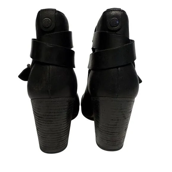 Rag &amp; Bone Harrow Heeled Ankle Black Leather Boots Booties Women’s Size 40 / 10