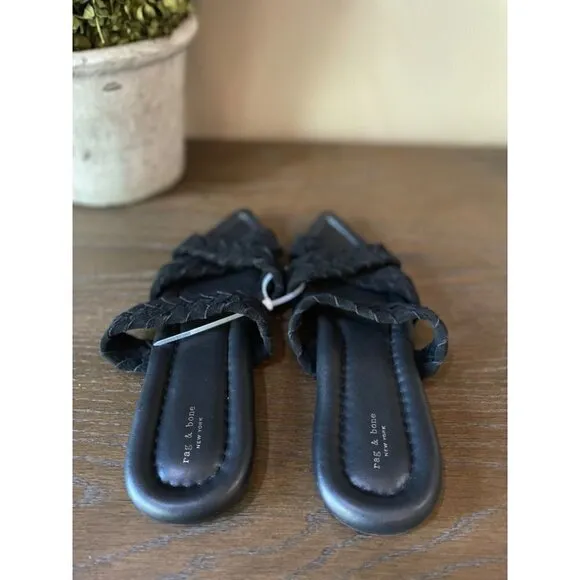 Rag &amp; Bone Lewis Pointed Toe Suede Sandal Black Womens Size 8