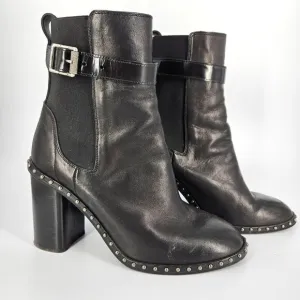 Rag Bone Ankle Booty Boots Women 36.5 US 6.5 Black Leather Stud Stretch Heel