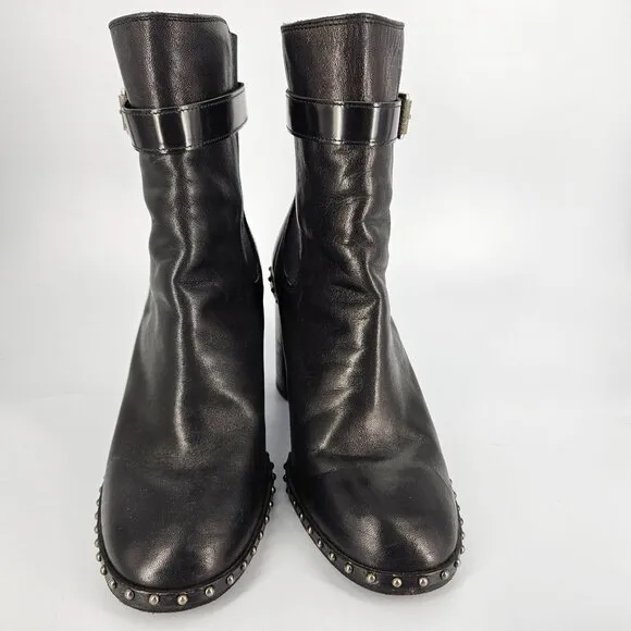 Rag Bone Ankle Booty Boots Women 36.5 US 6.5 Black Leather Stud Stretch Heel