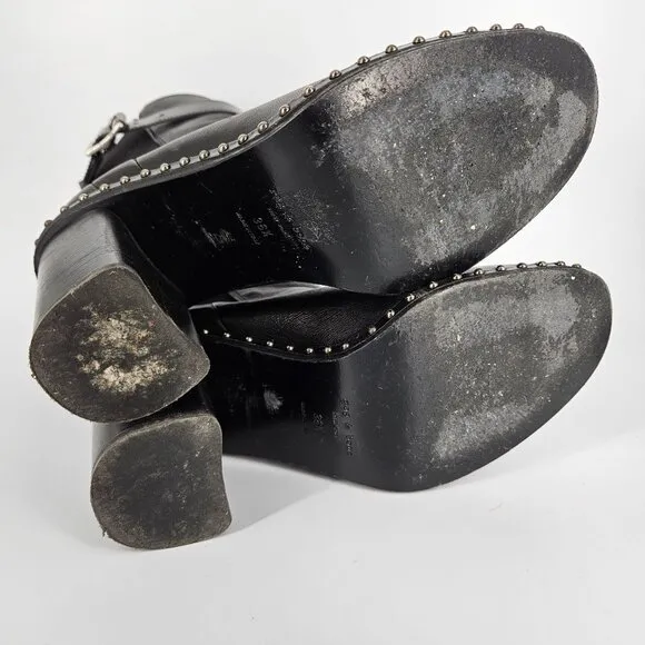 Rag Bone Ankle Booty Boots Women 36.5 US 6.5 Black Leather Stud Stretch Heel