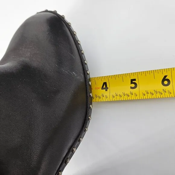 Rag Bone Ankle Booty Boots Women 36.5 US 6.5 Black Leather Stud Stretch Heel