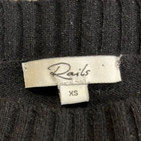 Rails Presley Star Print Sweater Black Cosmo Wool Cashmere Knit Pullover Y2K XS
