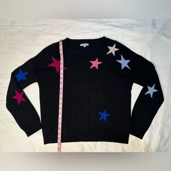 Rails Presley Star Print Sweater Black Cosmo Wool Cashmere Knit Pullover Y2K XS