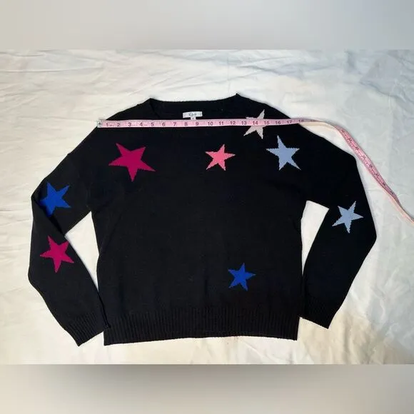 Rails Presley Star Print Sweater Black Cosmo Wool Cashmere Knit Pullover Y2K XS