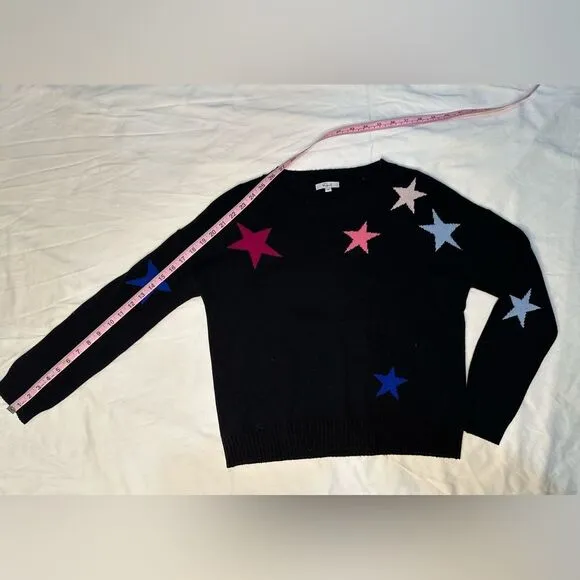 Rails Presley Star Print Sweater Black Cosmo Wool Cashmere Knit Pullover Y2K XS