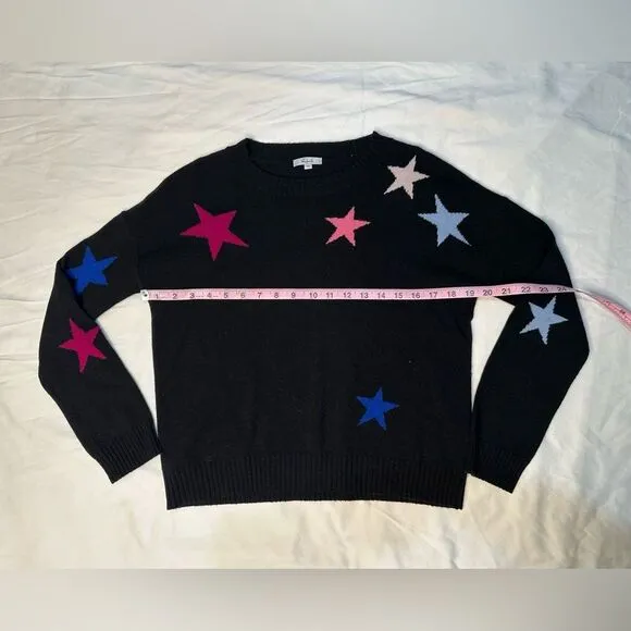 Rails Presley Star Print Sweater Black Cosmo Wool Cashmere Knit Pullover Y2K XS