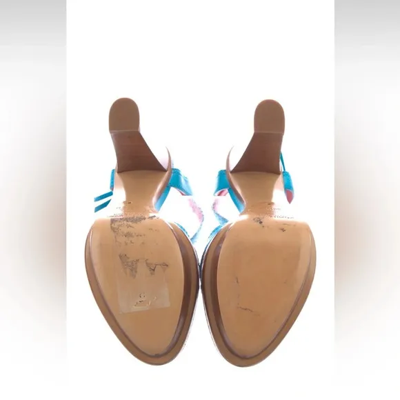 Ralph Lauren Collection Leather blue sandals.  Size 8.5 . Made in Italy