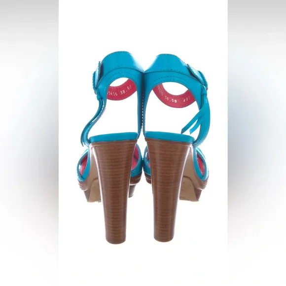 Ralph Lauren Collection Leather blue sandals.  Size 8.5 . Made in Italy