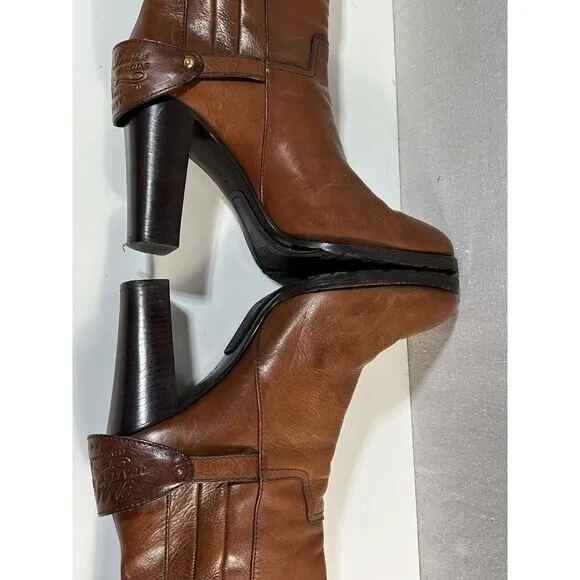 Ralph Lauren Collections Purple Label Brown Leather Heeled Mid-Calf Boots 9