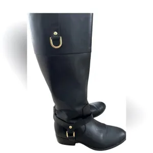Ralph Lauren Mesa Black Leather Riding Boots Size 8.5