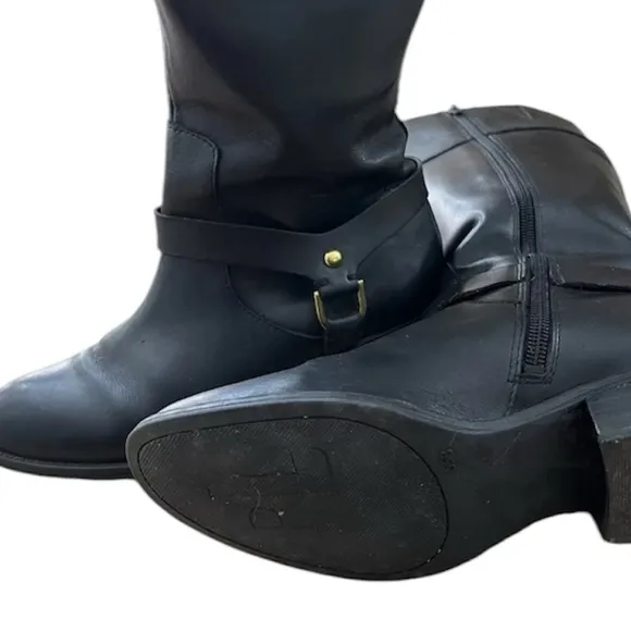 Ralph Lauren Mesa Black Leather Riding Boots Size 8.5