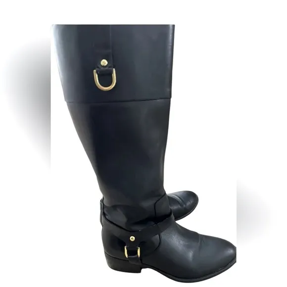 Ralph Lauren Mesa Black Leather Riding Boots Size 8.5