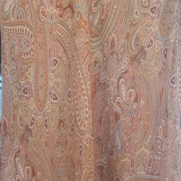 Ralph Lauren Silk Paisley  Tans / Brown Maxi Skirt with Ruffles elastic Waist S