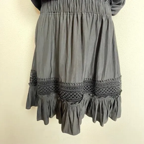 Ramy Brook Black Dress Size S – Lace Cut-Out Ruffle Hem LBD Whimsigoth Fairy