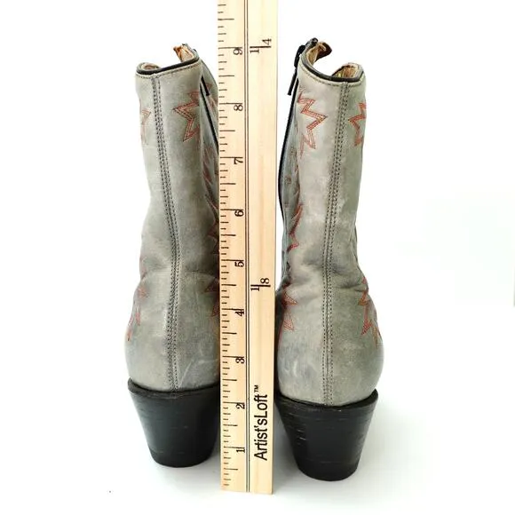 Rancho Teal 100% Leather Western Cowboy Block Heel Square Toe Boots Women's 6.5