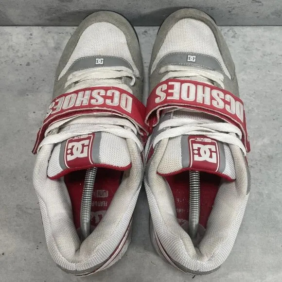RARE DC XT-M Shoes SDU Nubuck‎ Leather Skate Men’s Strap Low Top White Red Sz 12