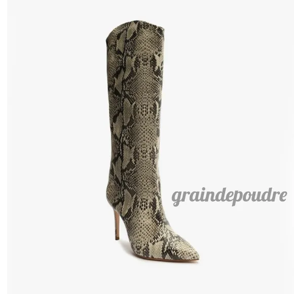 Rare! Schutz Maryana Snakeskin Python Knee- Hi Leather Pull-On Boots 10