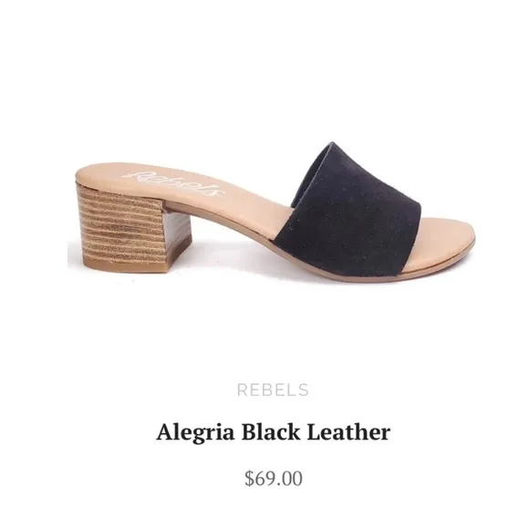 Rebels Alegria Black Leather Slide Sandals, Italysize  38 ~ NWOT