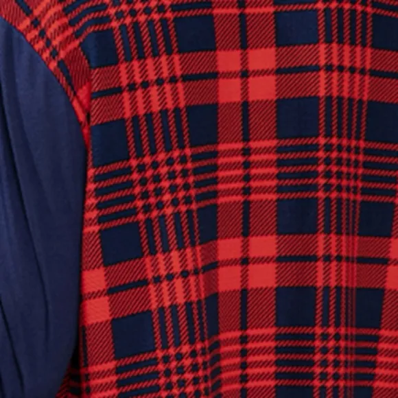 Red Plaid Open Front Cardigan