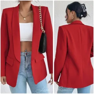 Red Shawl Collar Blazer
