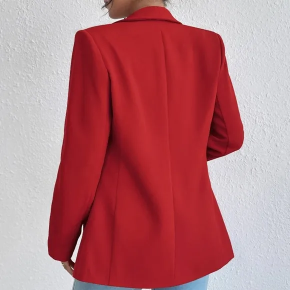 Red Shawl Collar Blazer