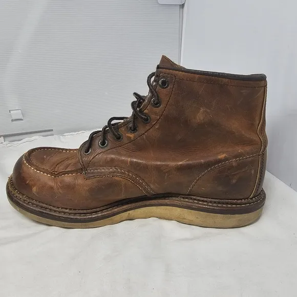 Red Wing 1907 Heritage Moc Toe Boots Copper Rough Brown Leather Men's Sz 10D