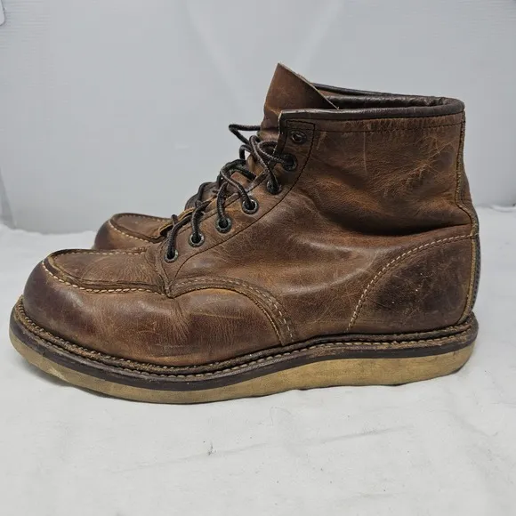 Red Wing 1907 Heritage Moc Toe Boots Copper Rough Brown Leather Men's Sz 10D