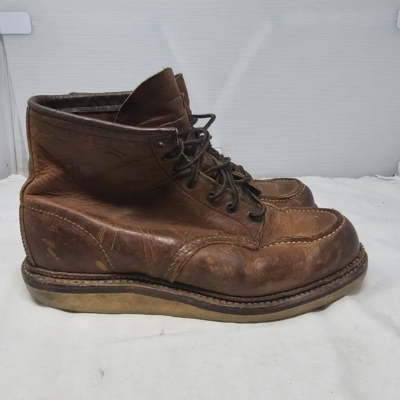 Red Wing 1907 Heritage Moc Toe Boots Copper Rough Brown Leather Men's Sz 10D