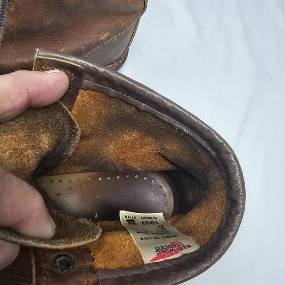 Red Wing 1907 Heritage Moc Toe Boots Copper Rough Brown Leather Men's Sz 10D