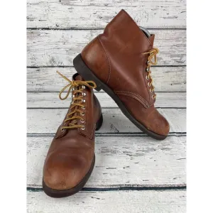 Red Wing 8086 9D Leather Work Boots Ankle Lace Up Brown USA Made Vintage Brown