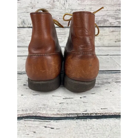 Red Wing 8086 9D Leather Work Boots Ankle Lace Up Brown USA Made Vintage Brown