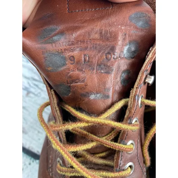 Red Wing 8086 9D Leather Work Boots Ankle Lace Up Brown USA Made Vintage Brown