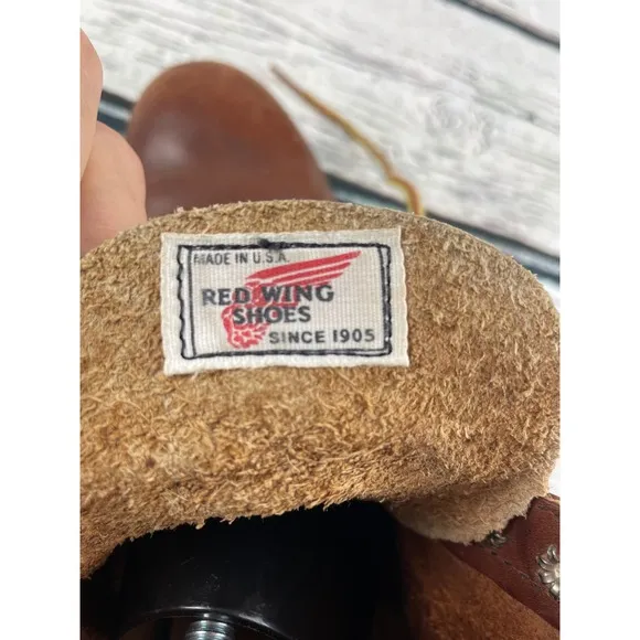 Red Wing 8086 9D Leather Work Boots Ankle Lace Up Brown USA Made Vintage Brown