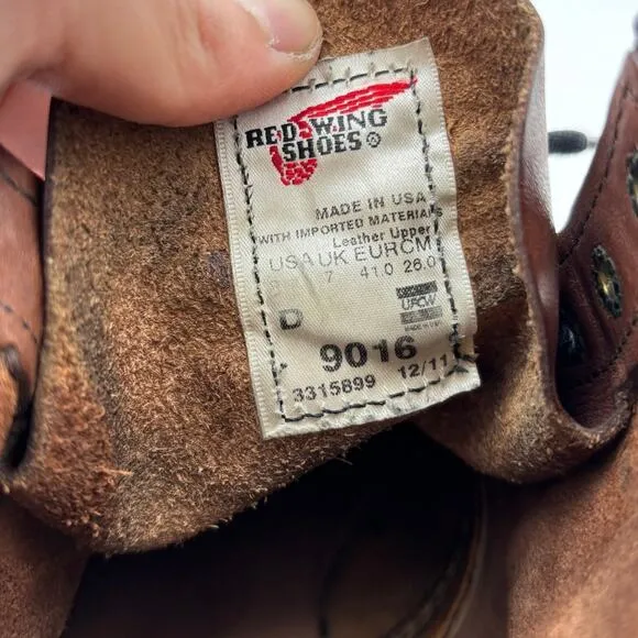 Red Wing 9016 Beckman Cigar 6&quot; Round Toe Work Boots Men's 8D