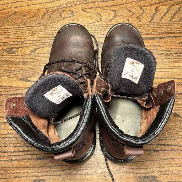 Red Wing Brown Leather Soft Toe Super Sole Work Boots Men’s 11 D Made In USA
