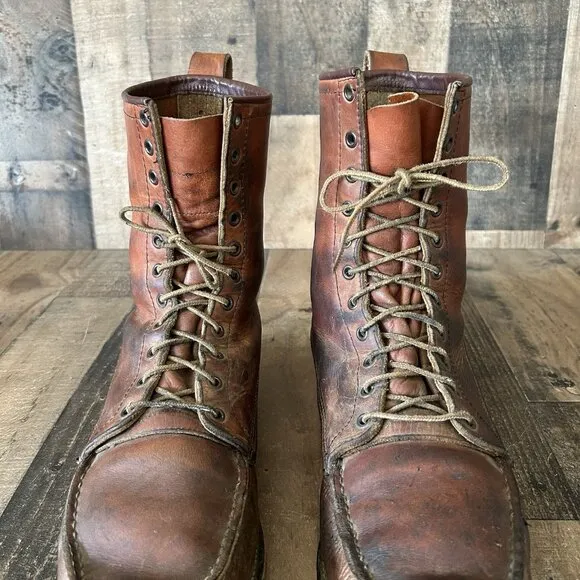 Red Wing Irish Setter Vintage Moc Toe Work Boots Mens 15 D