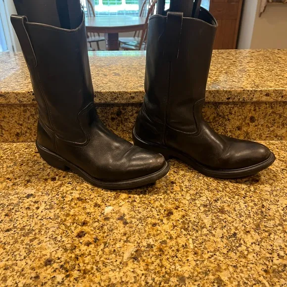 Red Wing Vntg Pecos ? Pull On Black Leather Work Biker Boots Men’s 9 Sole Damage