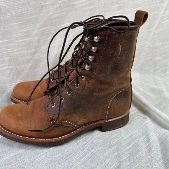 Red Wing Women's Silversmith Rustic Brown Work Leather Lace Up Boots Size 8.5