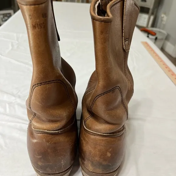 Red Wings Pecos Men's Leather Slip On Soft Toe Roper Work Boots, Size 9C