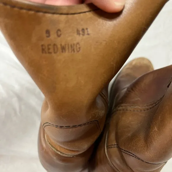 Red Wings Pecos Men's Leather Slip On Soft Toe Roper Work Boots, Size 9C
