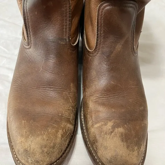Red Wings Pecos Men's Leather Slip On Soft Toe Roper Work Boots, Size 9C