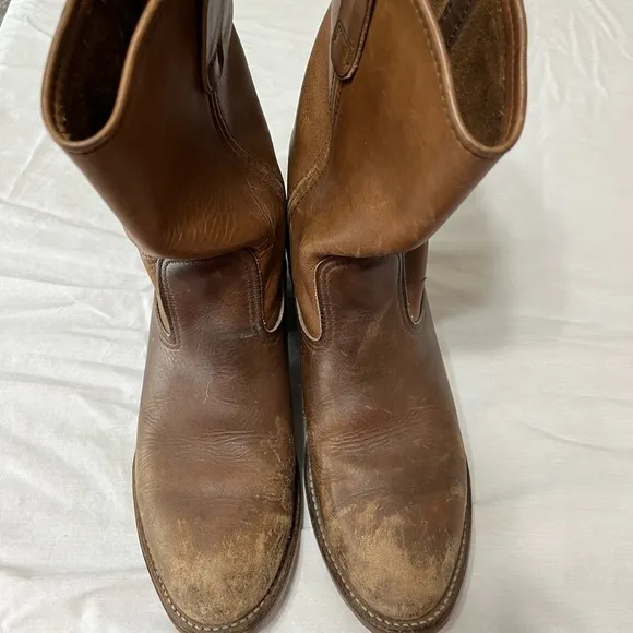 Red Wings Pecos Men's Leather Slip On Soft Toe Roper Work Boots, Size 9C